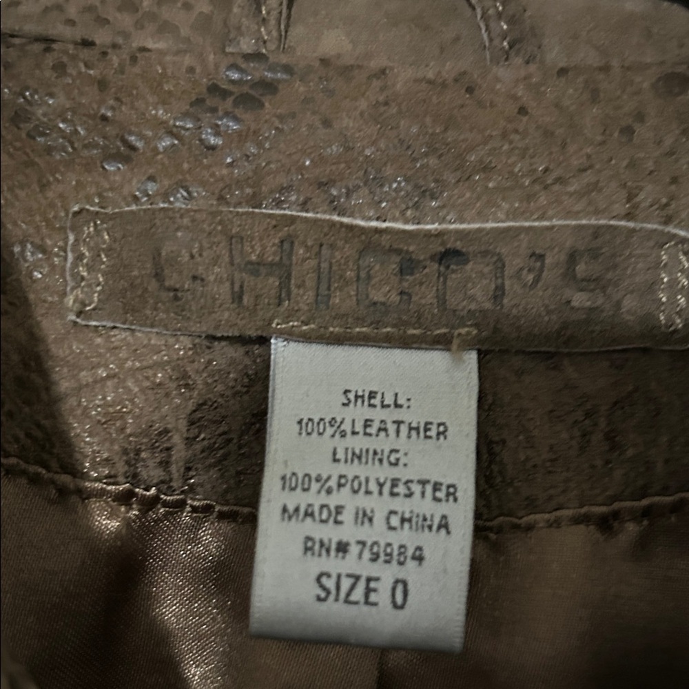 Chico's Tan Patterned Lightweight Leather Jacket - image 2